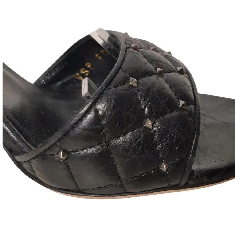 Valentino Garavani Rockstud Accent Leather Heels Black Womens Size US 6 EU 36